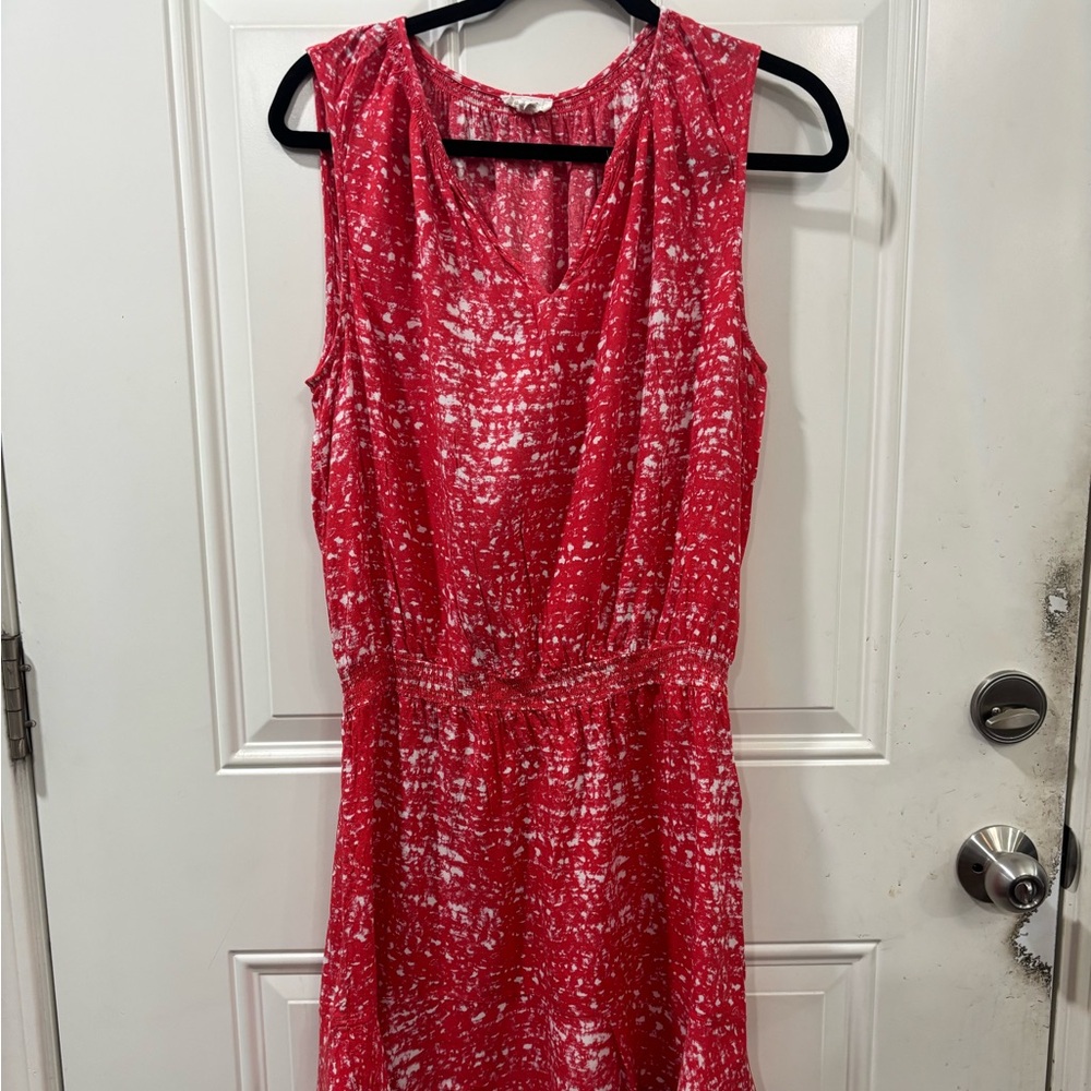 Soft Joie Red and White Patterned Drop Waist Mini Dress size L